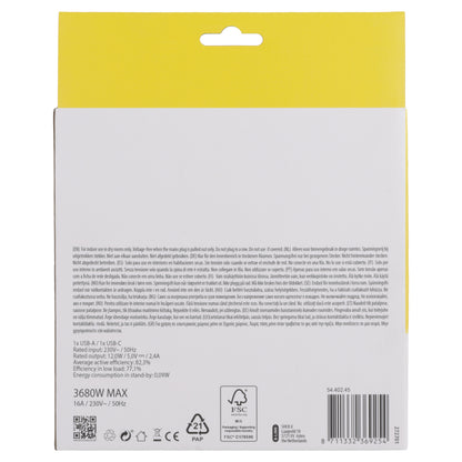 Q-Link stekkerdoos 4-voudig 4x geaard, 1x USB A, 1x USB C wit 1,5m