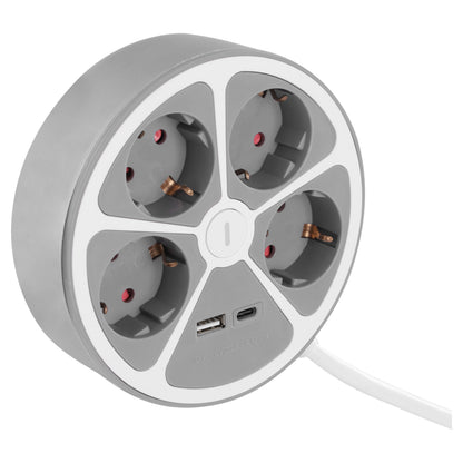 Q-Link stekkerdoos 4-voudig 4x geaard, 1x USB A, 1x USB C wit 1,5m