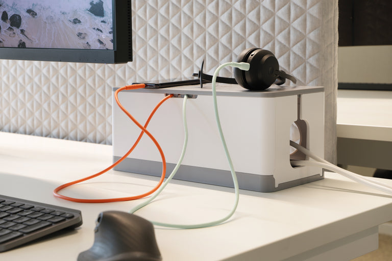 Q-Link kabel management box wit, grijs