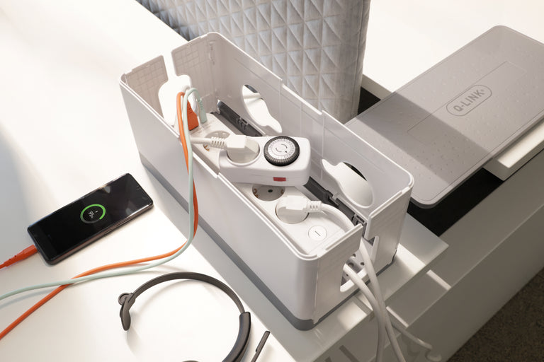 Q-Link kabel management box wit, grijs