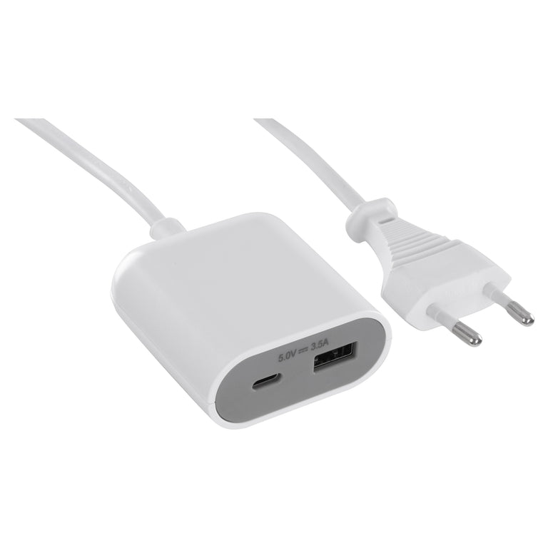 Q-Link verlengsnoer Euro USB A/C wit 1.5m