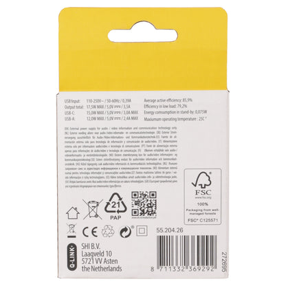 Q-Link verlengsnoer Euro USB A/C wit 1.5m