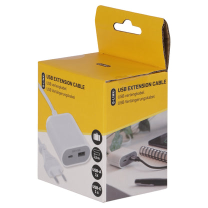 Q-Link verlengsnoer Euro USB A/C wit 1.5m