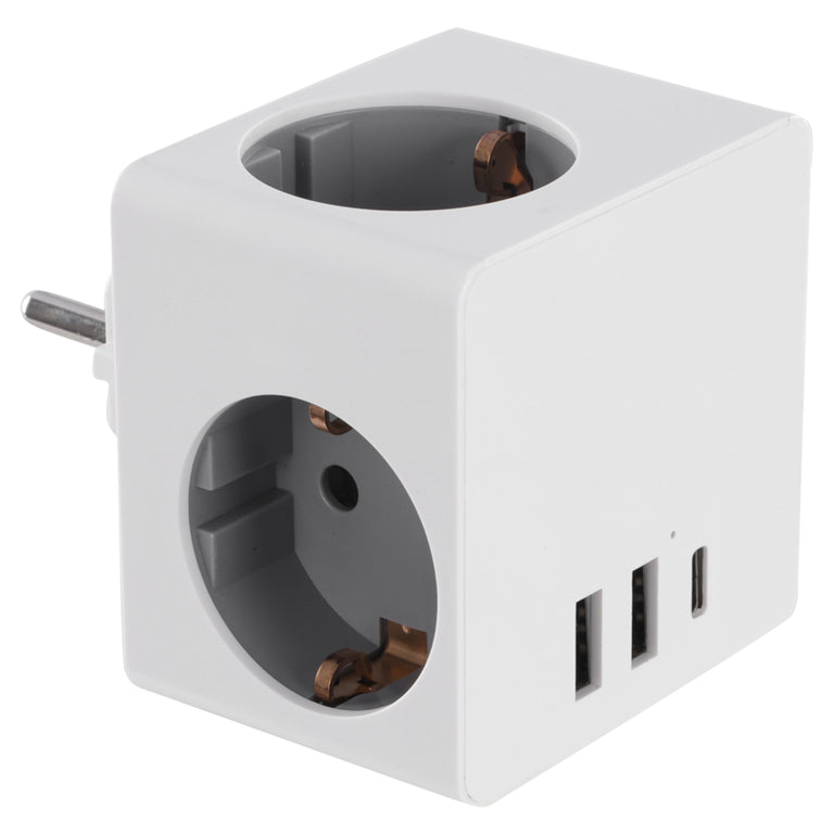 Q-Link verloopstekker 3-voudig 2xA/1xC wit