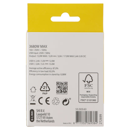 Q-Link verloopstekker 3-voudig 2xA/1xC wit
