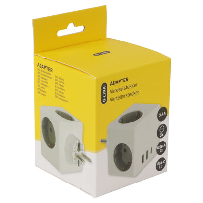 Q-Link verloopstekker 3-voudig 2xA/1xC wit