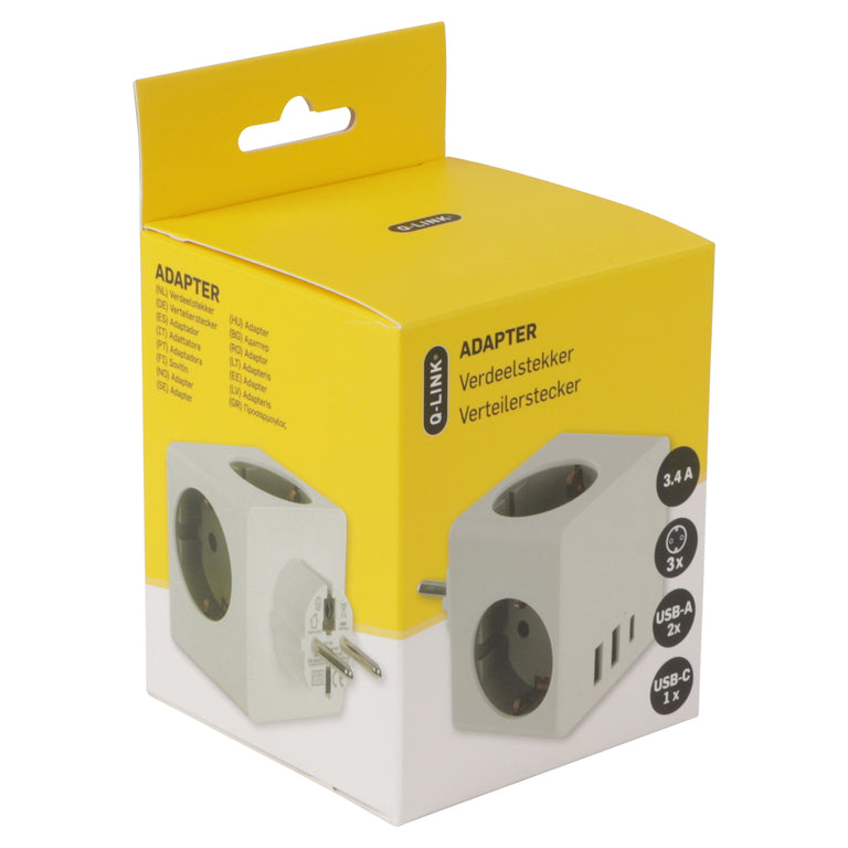 Q-Link verloopstekker 3-voudig 2xA/1xC wit