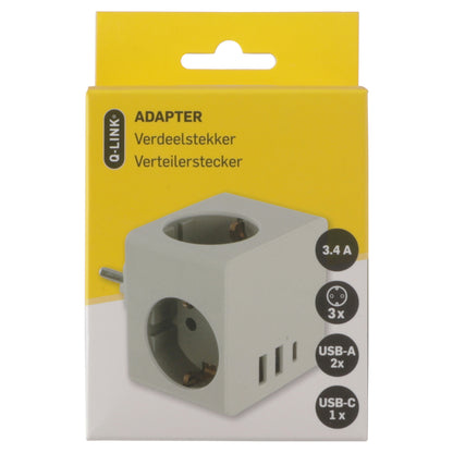 Q-Link verloopstekker 3-voudig 2xA/1xC wit