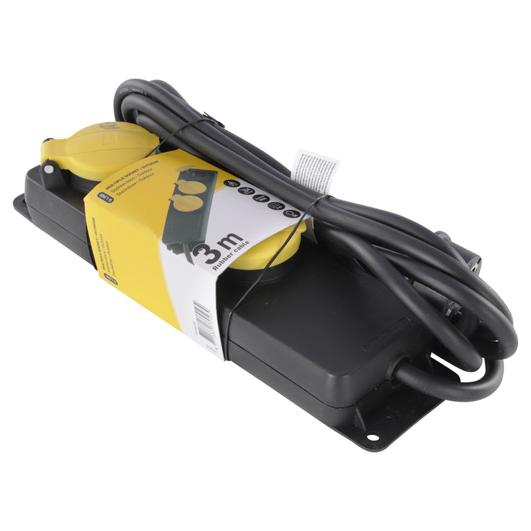Q-Link stekkerdoos 3-voudig 3x geaard zwart 3m