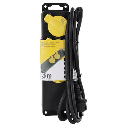 Q-Link stekkerdoos 3-voudig 3x geaard zwart 3m