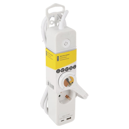 Q-Link stekkerdoos 3-voudig 3x geaard, 1x USB A, 1x USB C wit 1,5m