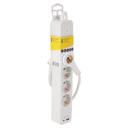 Q-Link stekkerdoos 5-voudig 5x geaard, 1x USB A, 1x USB C wit 1,5m