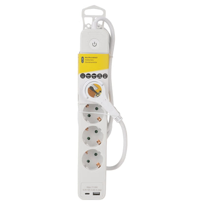 Q-Link stekkerdoos 5-voudig 5x geaard, 1x USB A, 1x USB C wit 1,5m
