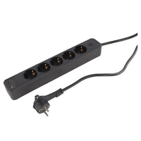 Q-Link stekkerdoos 5-voudig 5x geaard, 1x USB A, 1x USB C zwart 1,5m