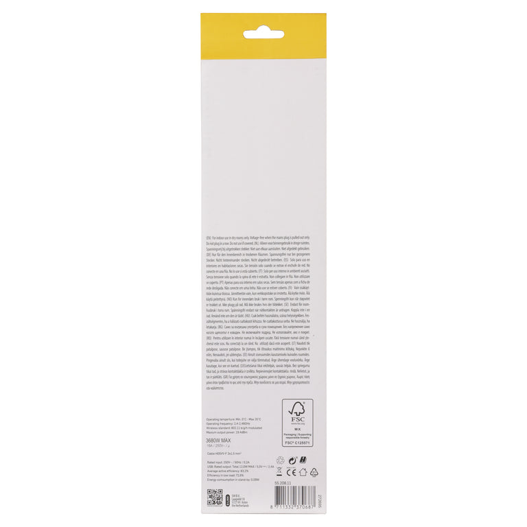 Q-Link stekkerdoos 3-voudig 3x geaard, 2x USB A wit 1,5m