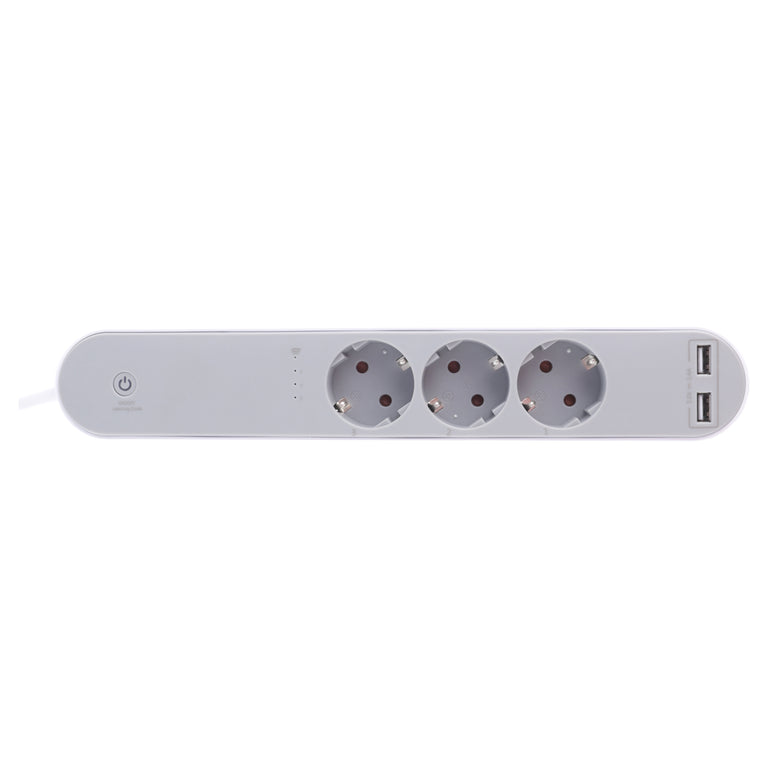 Q-Link stekkerdoos 3-voudig 3x geaard, 2x USB A wit 1,5m
