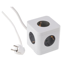 Q-Link Cube stekkerdoos 5-voudig 5x geaard wit, grijs 1,5m