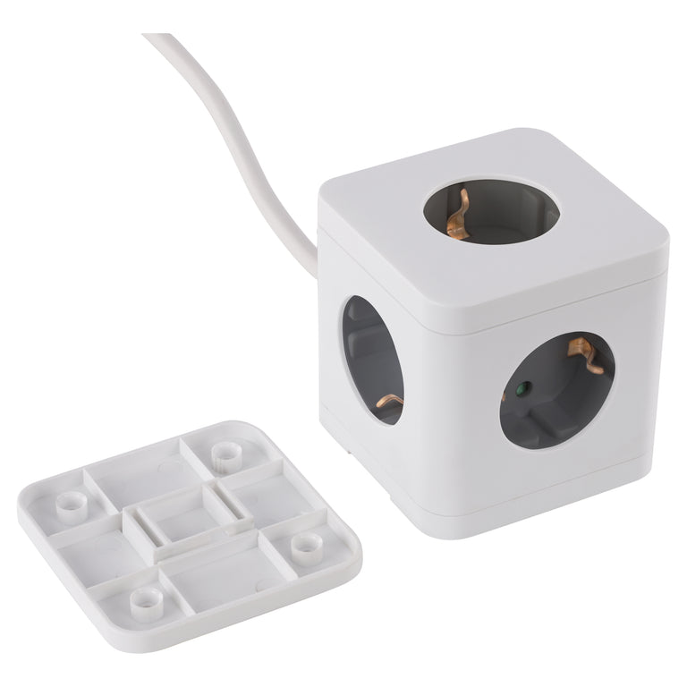 Q-Link Cube stekkerdoos 5-voudig 5x geaard wit, grijs 1,5m