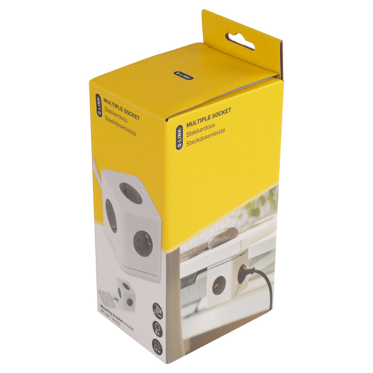 Q-Link Cube stekkerdoos 5-voudig 5x geaard wit, grijs 1,5m
