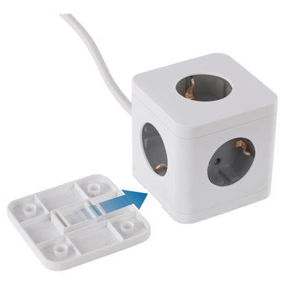 Q-Link Cube stekkerdoos 5-voudig 5x geaard wit, grijs 1,5m