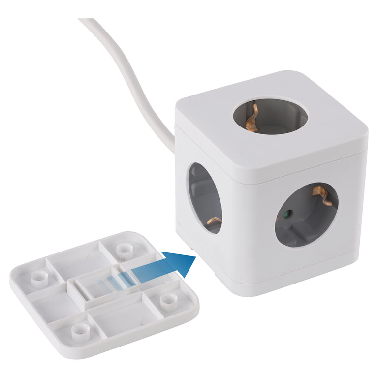 Q-Link Cube stekkerdoos 5-voudig 5x geaard wit, grijs 1,5m
