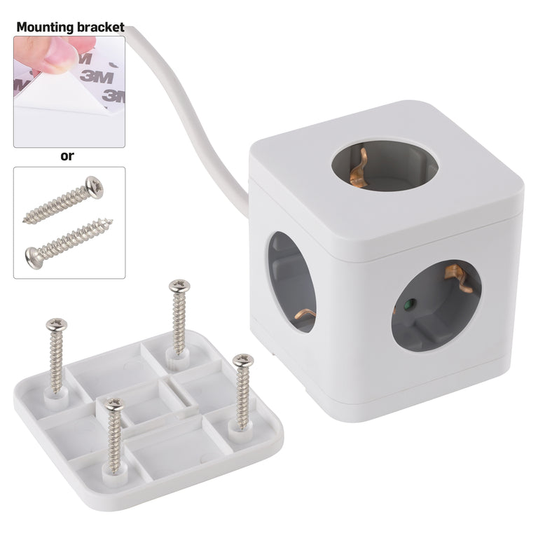 Q-Link Cube stekkerdoos 5-voudig 5x geaard wit, grijs 1,5m