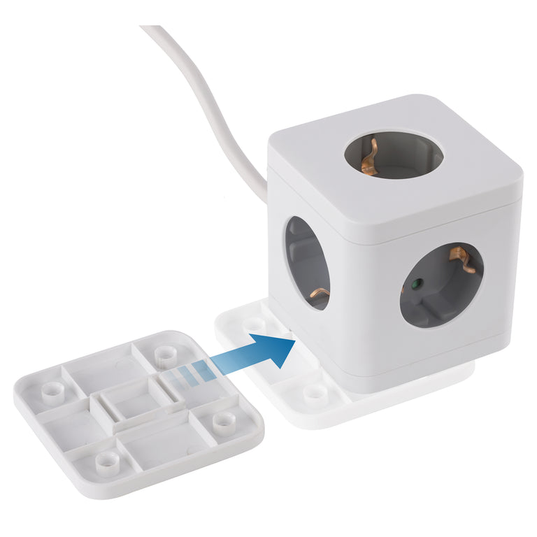 Q-Link Cube stekkerdoos 5-voudig 5x geaard wit, grijs 1,5m