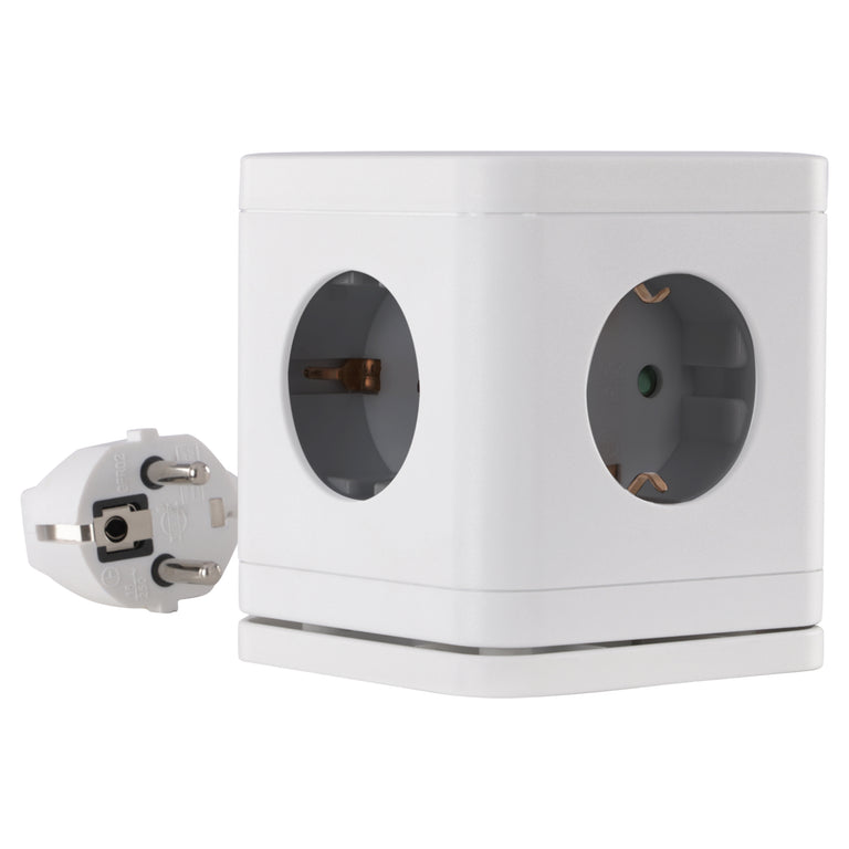 Q-Link Cube stekkerdoos 5-voudig 5x geaard wit, grijs 1,5m