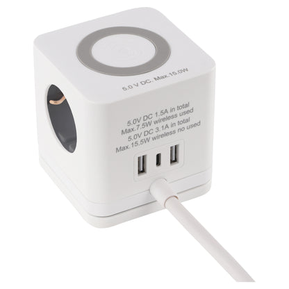Q-Link Cube stekkerdoos 3-voudig 3x geaard, 2x USB A, 1x USB C wit 1,5m