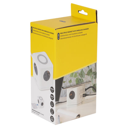 Q-Link Cube stekkerdoos 3-voudig 3x geaard, 2x USB A, 1x USB C wit 1,5m
