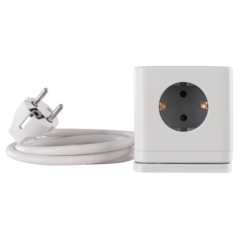Q-Link Cube stekkerdoos 3-voudig 3x geaard, 2x USB A, 1x USB C wit 1,5m