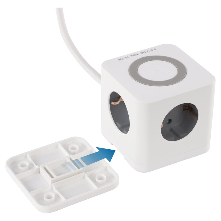 Q-Link Cube stekkerdoos 3-voudig 3x geaard, 2x USB A, 1x USB C wit 1,5m