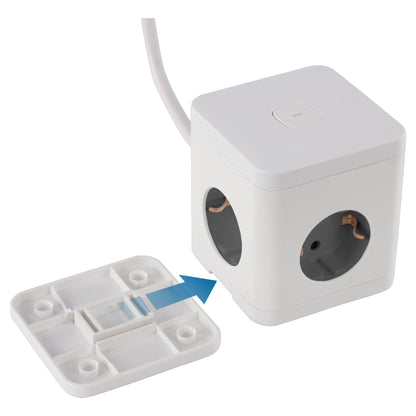 Q-Link Cube stekkerdoos 4-voudig 4x geaard, 2x USB A, 1x USB C wit 1,5m