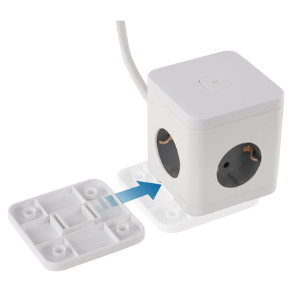 Q-Link Cube stekkerdoos 4-voudig 4x geaard, 2x USB A, 1x USB C wit 1,5m