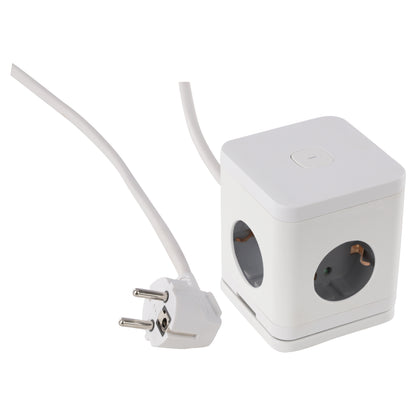 Q-Link Cube stekkerdoos 4-voudig 4x geaard, 2x USB A, 1x USB C wit 1,5m