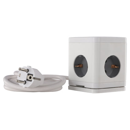 Q-Link Cube stekkerdoos 4-voudig 4x geaard, 2x USB A, 1x USB C wit 1,5m