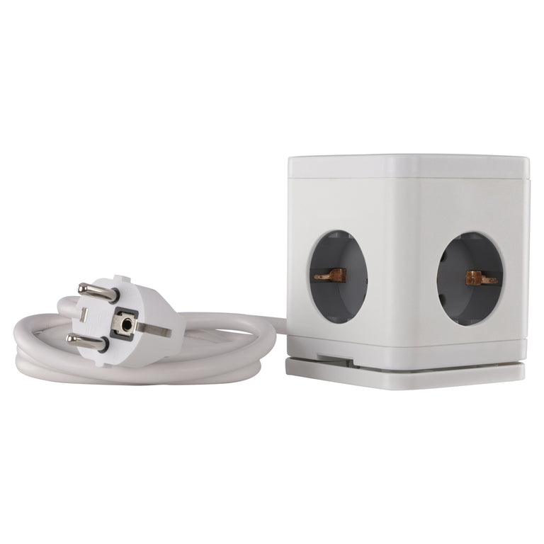 Q-Link Cube stekkerdoos 4-voudig 4x geaard, 2x USB A, 1x USB C wit 1,5m