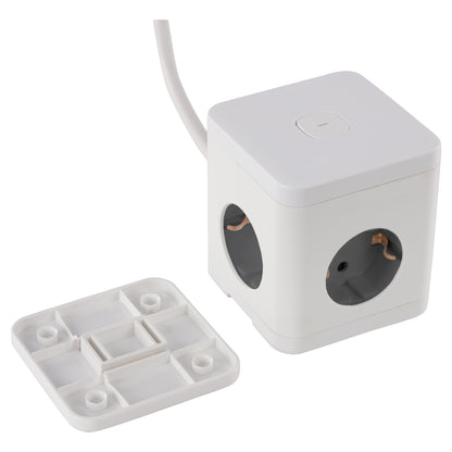 Q-Link Cube stekkerdoos 4-voudig 4x geaard, 2x USB A, 1x USB C wit 1,5m