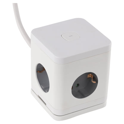 Q-Link Cube stekkerdoos 4-voudig 4x geaard, 2x USB A, 1x USB C wit 1,5m