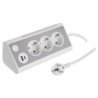 Q-Link stekkerdoos 3-voudig 3x geaard, 1x USB A, 1x USB C wit 1,5m