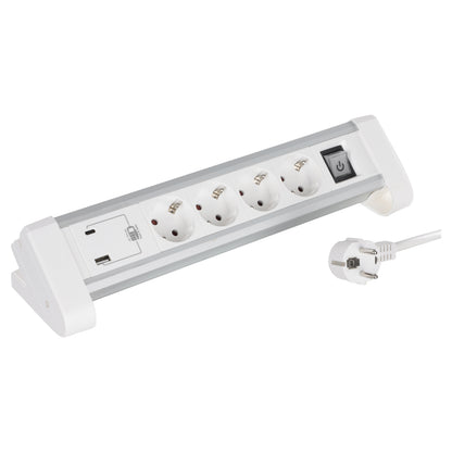 Q-Link stekkerdoos 4-voudig 4x geaard, 1x USB A, 1x USB C wit, 1,5m