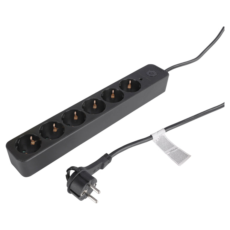 Q-Link stekkerdoos 6-voudig 6x geaard zwart 1,5m