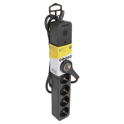 Q-Link stekkerdoos 6-voudig 6x geaard zwart 1,5m