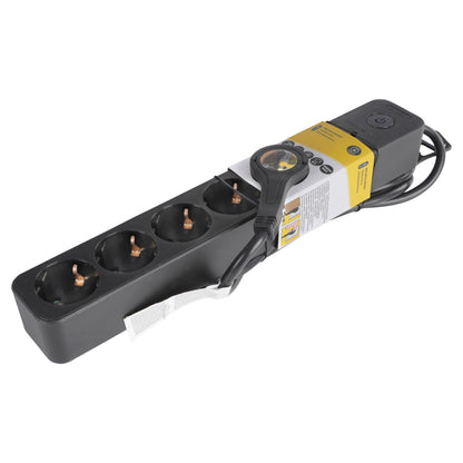 Q-Link stekkerdoos 6-voudig 6x geaard zwart 1,5m