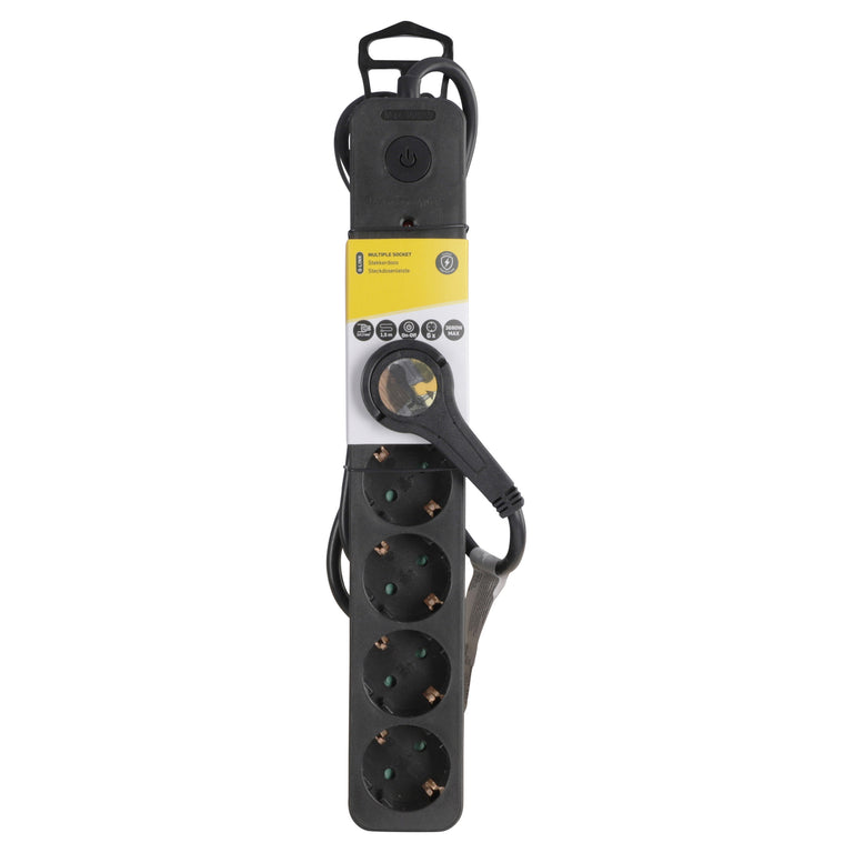 Q-Link stekkerdoos 6-voudig 6x geaard zwart 1,5m