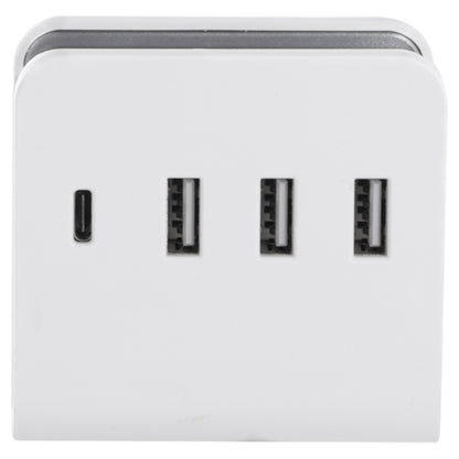 Q-Link adapterstekker 4-voudig 3x USB A, 1x USB C wit, grijs