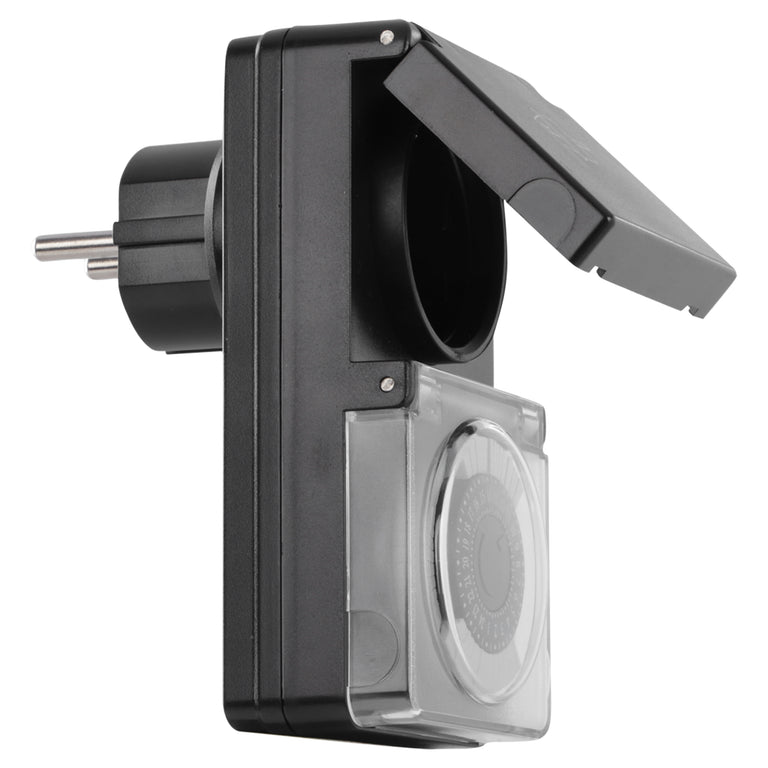 Q-Link analoge tijdschakelaar waterdicht zwart