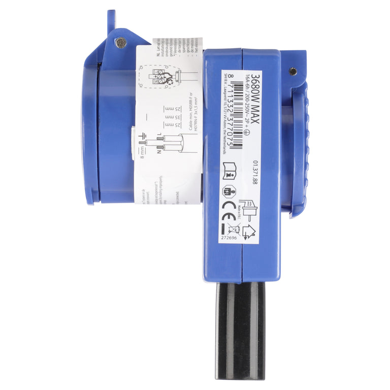 Q-Link verloopstekker 2-voudig haaks blauw, grijs