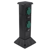 Q-Link tuinpaal 4-voudig 4x geaard zwart