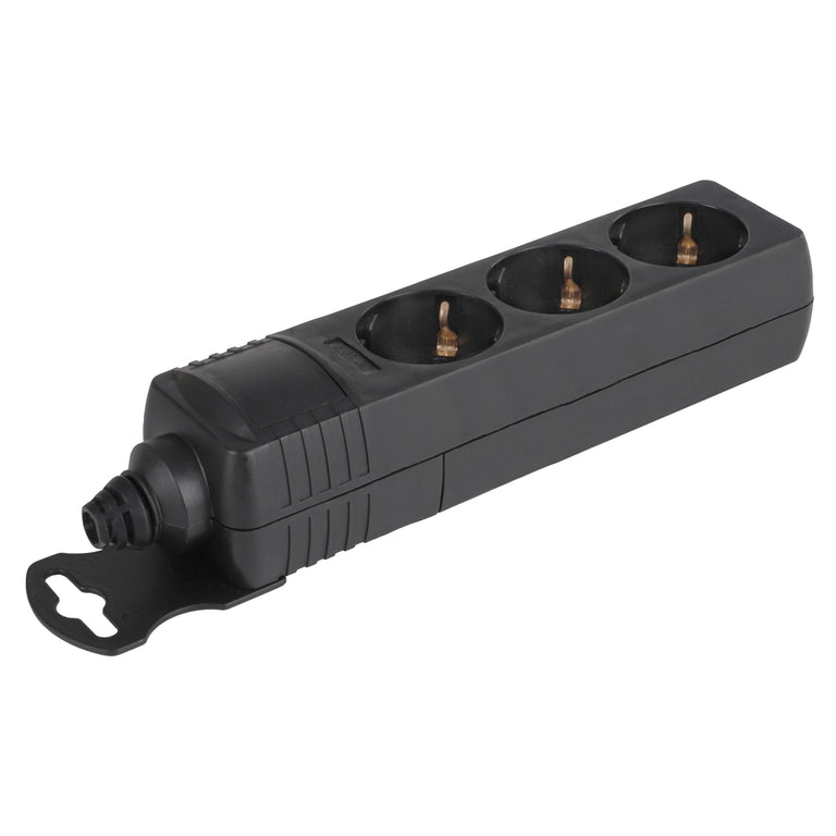 Q-Link stekkerdoos 3-voudig 3x geaard zwart